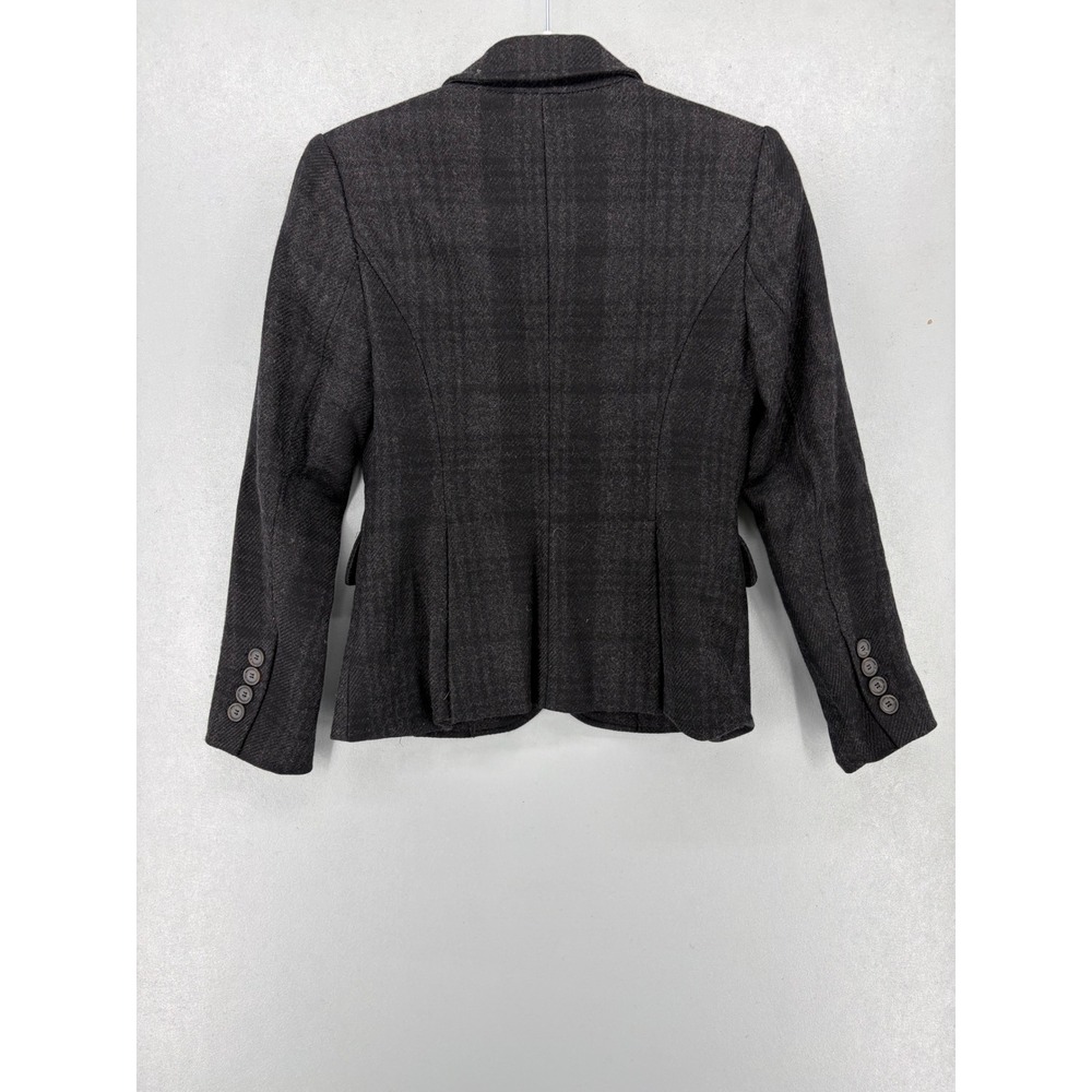 Ann Taylor LOFT Womens Blazer Charcoal Gray Herringbone Wool Blend 0P - Picture 3 of 5